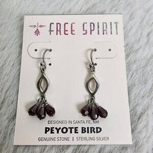 NEW Peyote Bird Free Spirit Sterling Silver and Brown Dangle Hook Earrings